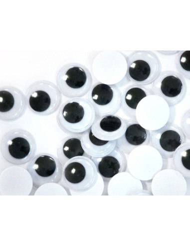 CI | Ojos moviles autoadhesivos 15 mm color negro bolsa de 40 unidades