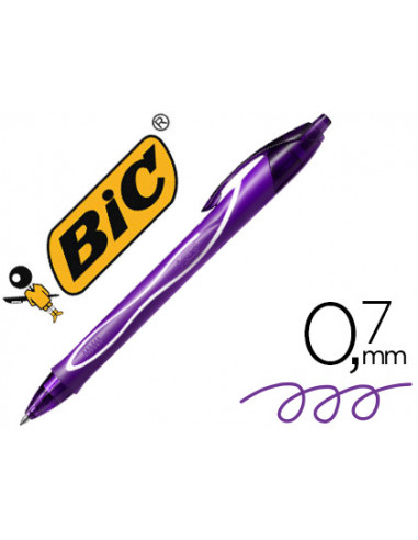 CI | Boligrafo bic gelocity quick dry retractil tinta gel purpura punta de 0,7 mm