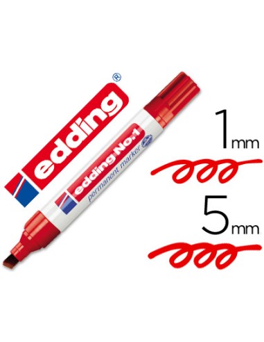 CI | Rotulador edding marcador permanente 1 rojo -punta biselada 5 mm