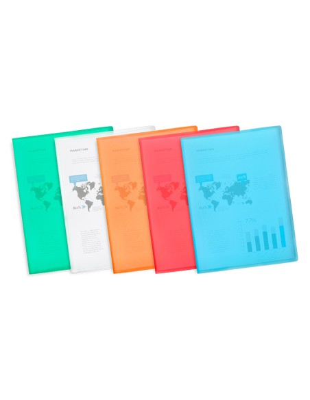 CI | Carpeta liderpapel escaparate 47481 10 fundas polipropileno traslucida din a4 naranja frosty