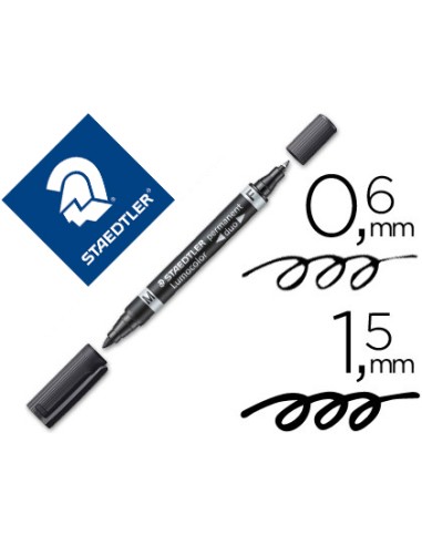 CI | Rotulador staedtler lumocolor permanente duo 348 negro punta f 0,6 mm punta m 1,5 mm