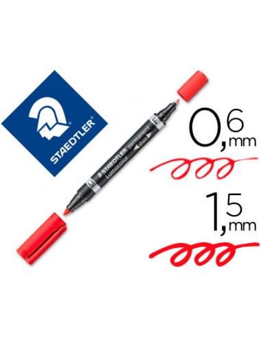 CI | Rotulador staedtler lumocolor permanente duo 348 rojo punta f 0,6 mm punta m 1,5 mm