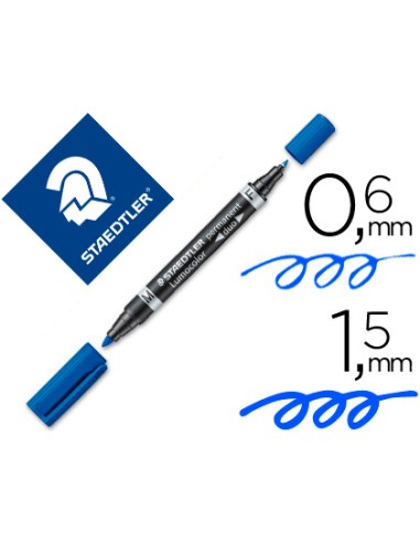 CI | Rotulador staedtler lumocolor permanente duo 348 azul punta f 0,6 mm punta m 1,5 mm