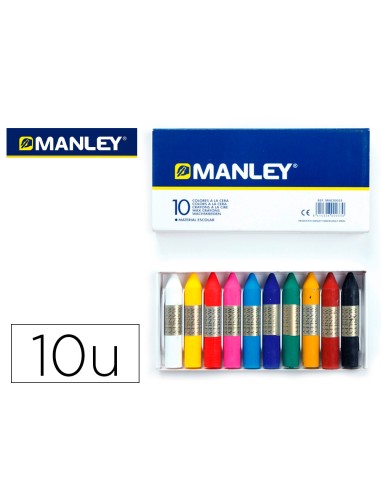 CI | Lapices cera manley -caja de 10 colores ref.110