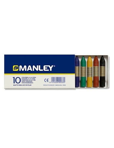 CI | Lapices cera manley -caja de 10 colores ref.110