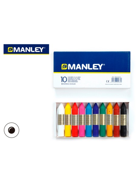 CI | Lapices cera manley -caja de 10 colores ref.110