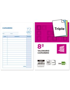 CI | Talonario liderpapel camarero 8º original y 2 copias...