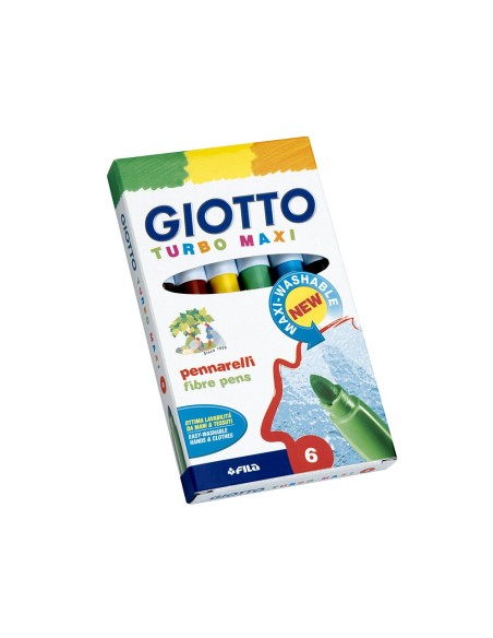 CI | Rotulador giotto turbo-maxi caja de 6 colores lavables con punta bloqueada