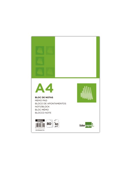CI | Bloc notas liderpapel liso a4 80 hojas 60g/m2