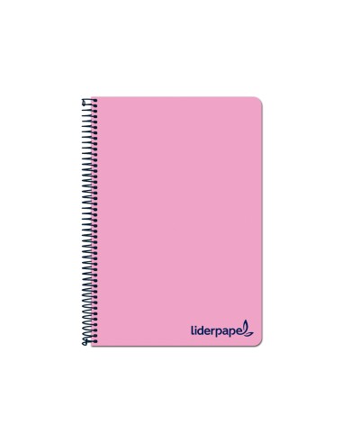 CI | Cuaderno espiral liderpapel a4 wonder tapa plastico 80h 90gr cuadro 4mm con margen color rosa