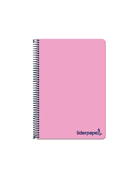 CI | Cuaderno espiral liderpapel a4 wonder tapa plastico 80h 90gr cuadro 4mm con margen color rosa