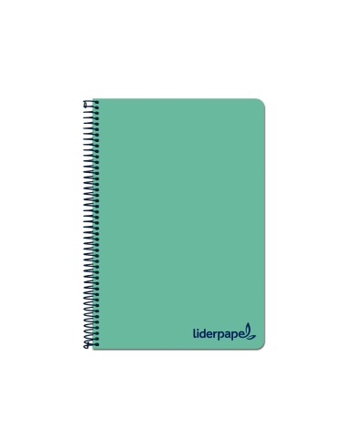 CI | Cuaderno espiral liderpapel a4 wonder tapa plastico 80h 90gr cuadro 4mm con margen color verde