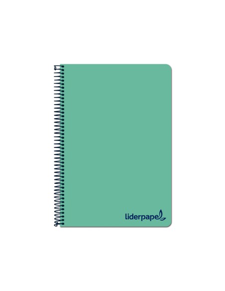 CI | Cuaderno espiral liderpapel a4 wonder tapa plastico 80h 90gr cuadro 4mm con margen color verde