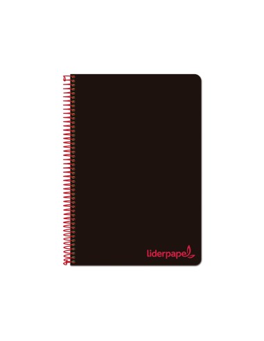 CI | Cuaderno espiral liderpapel a4 wonder tapa plastico 80h 90gr cuadro 4mm con margen color negro