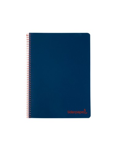 CI | Cuaderno espiral liderpapel a4 wonder tapa plastico 80h 90gr cuadro 4mm con margen color azul marino