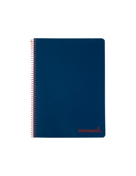 CI | Cuaderno espiral liderpapel a4 wonder tapa plastico 80h 90gr cuadro 4mm con margen color azul marino