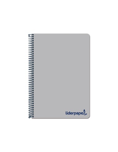 CI | Cuaderno espiral liderpapel a4 wonder tapa plastico 80h 90gr cuadro 4mm con margen color gris