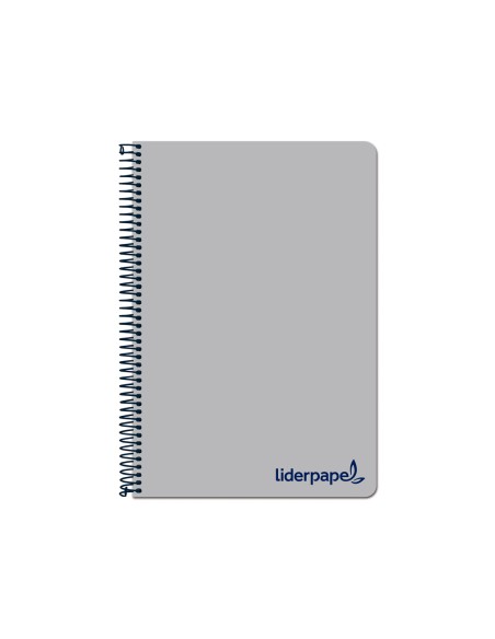 CI | Cuaderno espiral liderpapel a4 wonder tapa plastico 80h 90gr cuadro 4mm con margen color gris