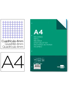 CI | Recambio liderpapel a4 100 hojas 100g/m2 cuadro 4mm...
