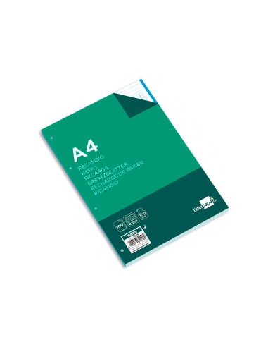 CI | Recambio liderpapel a4 100 hojas 100g/m2 cuadro 4mm con margen 4 taladros