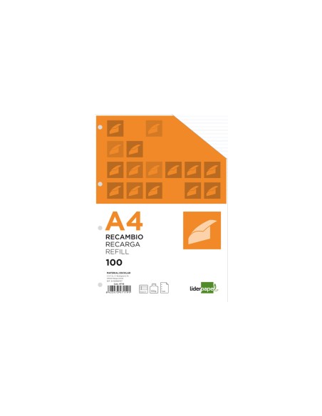 CI | Recambio liderpapel a4 100 hojas 100g/m2 pauta 5ª 2.5mm con margen 4 taladros