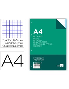 CI | Recambio liderpapel a4 100 hojas 100 g/m2 cuadro 5...