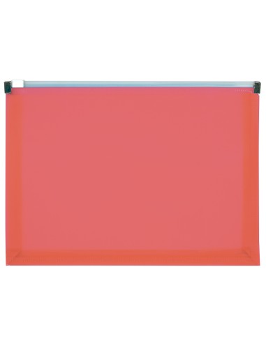 CI | Carpeta dossier liderpapel a5 cierre de cremallera rojo translucido