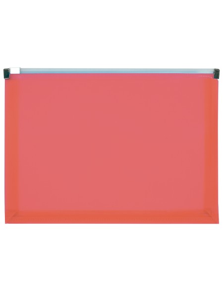 CI | Carpeta dossier liderpapel a5 cierre de cremallera rojo translucido