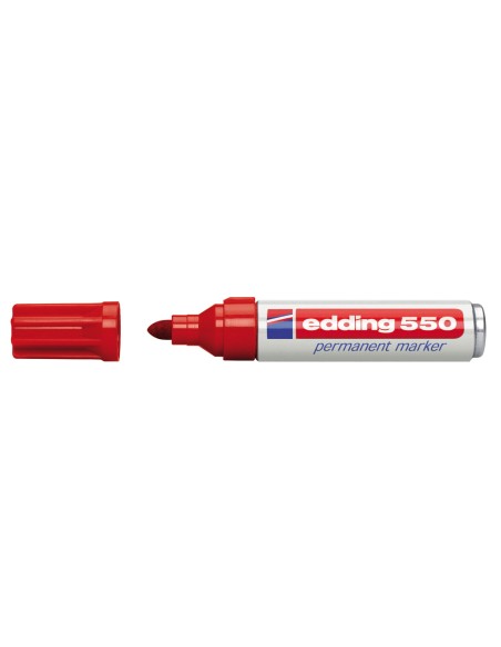 CI | Rotulador edding punta fibra permanente 550 rojo n.2 -punta redonda recargable