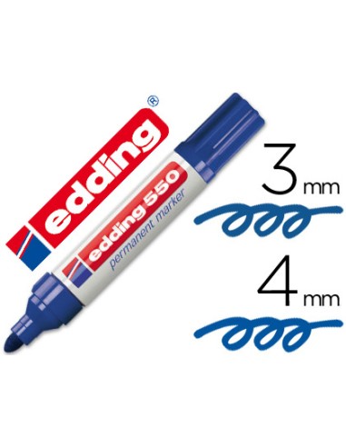 CI | Rotulador edding punta fibra permanente 550 azul n.3 -punta redonda