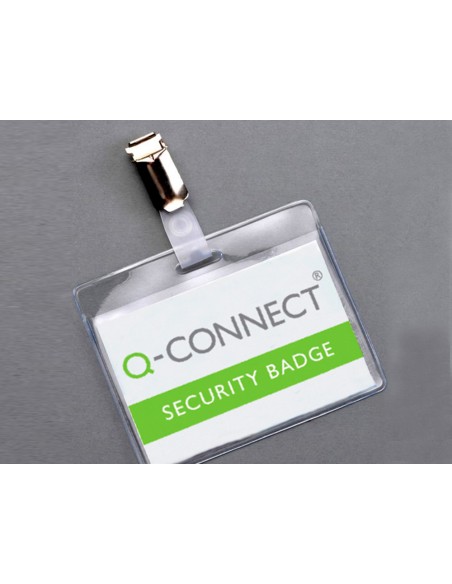 CI | Bolsa de plastificar q-connect 67x98 mm 125 mc con clip para tarjetas de visita caja de 25 unidades
