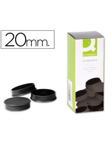 CI | Imanes para sujecion q-connect ideal para pizarras magneticas20 mm negro -caja de 10 imanes