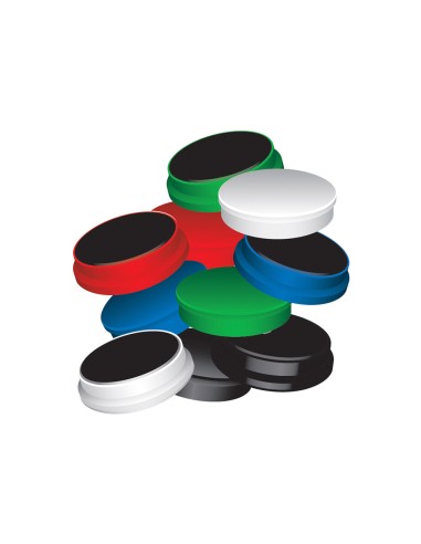 CI | Imanes para sujecion q-connect ideal para pizarras magneticas20 mm colores surtidos -caja de 10 imanes