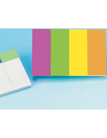 CI | Banderitas separadoras q-connect 20x50 mm fluorescente pack de 4 con 50 hojas