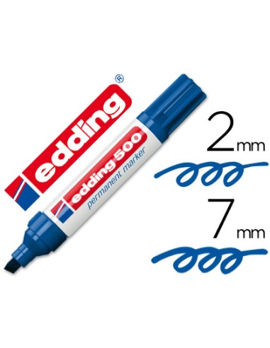 CI | Rotulador edding marcador permanente 500 azul -punta biselada 7 mm recargable