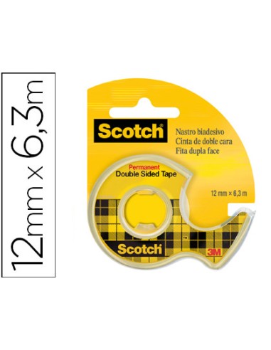 CI | Cinta adhesiva scotch 136-d dos caras 6,3 mt x 12 mm en portarrollo