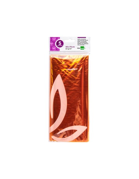 CI | Papel celofan liderpapel 50x70 cm 22g/m2 bolsa de 5 hojas amarillo