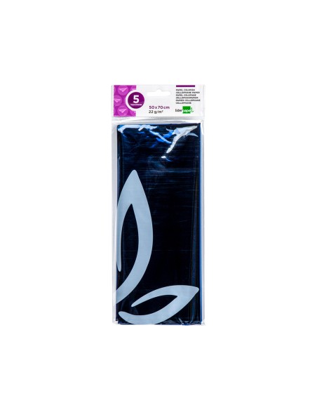 CI | Papel celofan liderpapel 50x70 cm 22g/m2 bolsa de 5 hojas azul