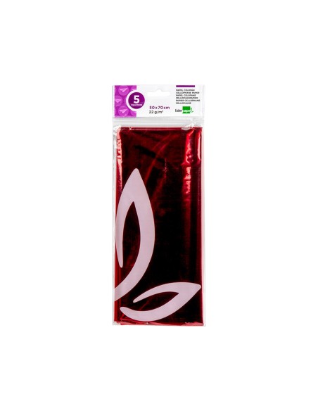 CI | Papel celofan liderpapel 50x70 cm 22g/m2 bolsa de 5 hojas rojo