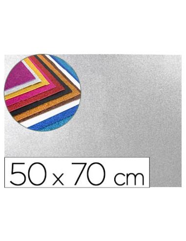 CI | Goma eva con purpurina liderpapel 50x70cm 60g/m2 espesor 2mm plata
