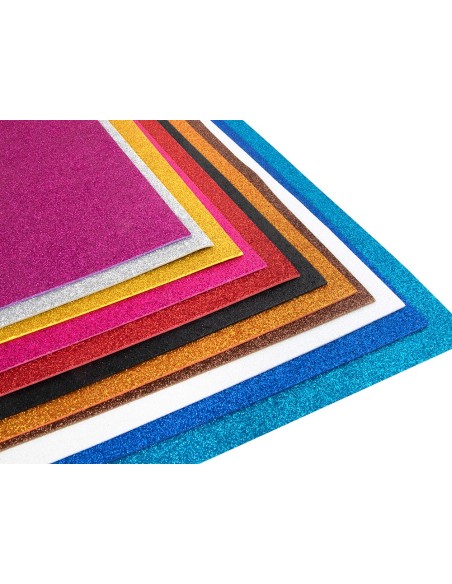 CI | Goma eva con purpurina liderpapel 50x70cm 60g/m2 espesor 2mm plata