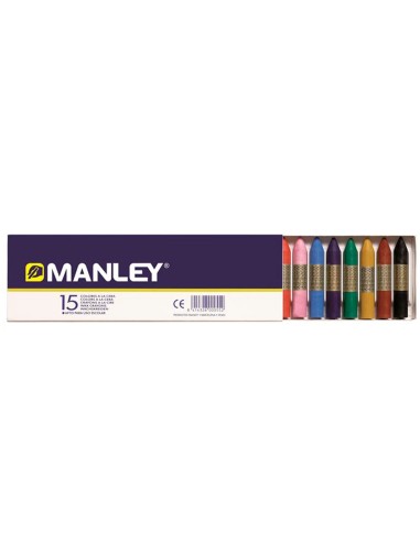 CI | Lapices cera manley -caja de 15 colores ref.115