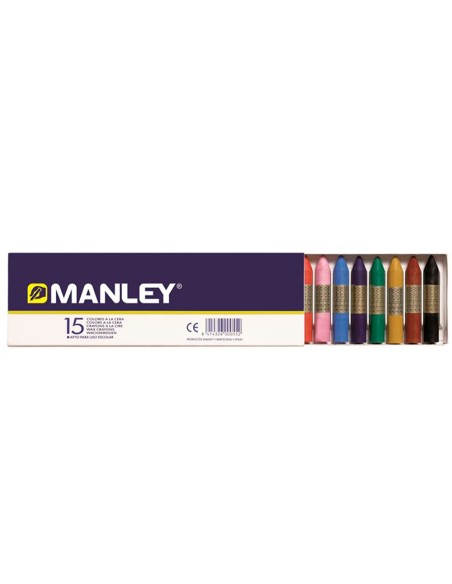 CI | Lapices cera manley -caja de 15 colores ref.115