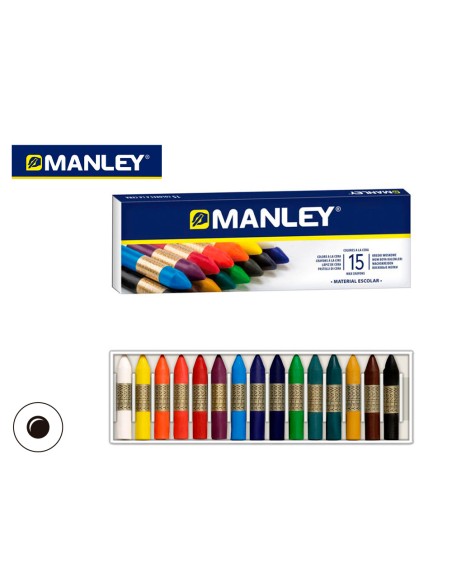 CI | Lapices cera manley -caja de 15 colores ref.115