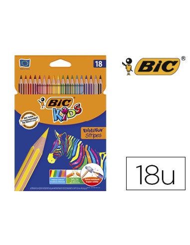 CI | Lapices de colores bic evolution stripes caja de 18 colores surtidos