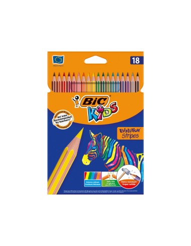 CI | Lapices de colores bic evolution stripes caja de 18 colores surtidos