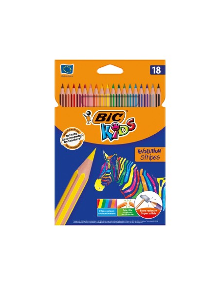 CI | Lapices de colores bic evolution stripes caja de 18 colores surtidos