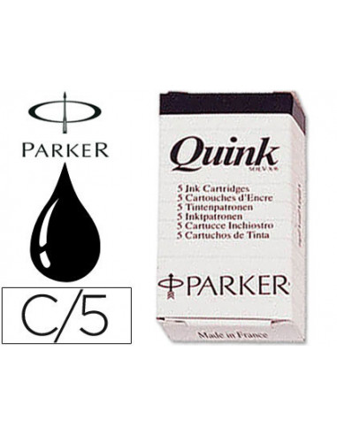 CI | Tinta estilografica parker negra -caja de 5 cartuchos