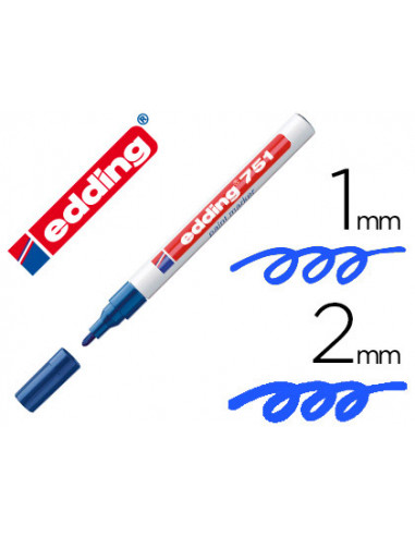 CI | Rotulador edding punta fibra 751 azul punta redonda 1-2 mm