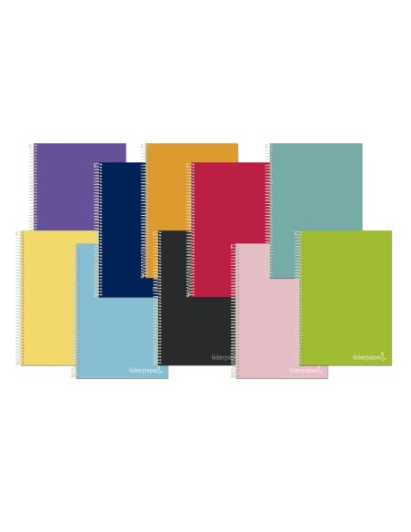 CI | Cuaderno espiral liderpapel a4 micro jolly tapa forrada 140h 75 gr cuadro 4mm 5 bandas4 taladros colores surtidos